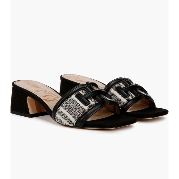 Sam Edelman Waylon Black/Natural Slides - Picture 1 of 5